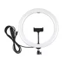 PULUZ PU656B 10-palcové LED kruhové svetlo s držiakom na telefón a statívom, 12W, 3000K-6500K, napájané cez USB, pre live streaming, TikTok, YouTube, make-up, fotografovanie