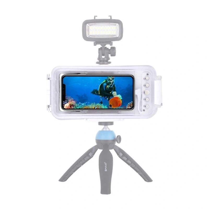 PULUZ PU9010W vodotesné puzdro pre iPhone – 45m podvodné puzdro, biela