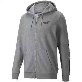 PUMA ESS+ Tape mikina s kapucňou na zips TR pánska Medium Gray Heather