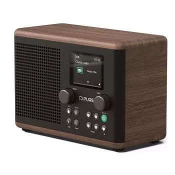 Pure Classic H4 DAB+ FM rádio s Bluetooth 5.3, Coffee Black/Walnut, 10W