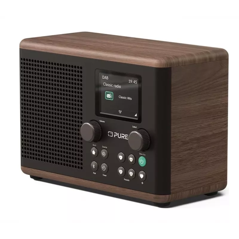 Pure Classic H4 DAB+ FM rádio s Bluetooth 5.3, Coffee Black/Walnut, 10W