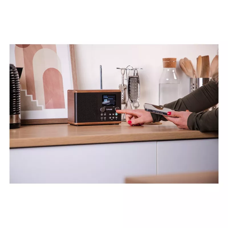 Pure Classic H4 DAB+ FM rádio s Bluetooth 5.3, Coffee Black/Walnut, 10W