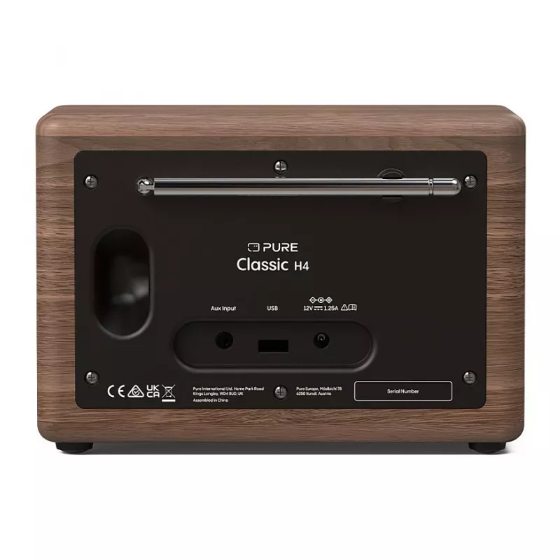 Pure Classic H4 DAB+ FM rádio s Bluetooth 5.3, Coffee Black/Walnut, 10W