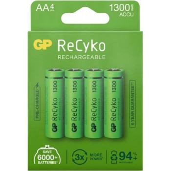 GP ReCyko AA NiMH akumulátory, 1300 mAh, 1,2 V, balenie 4 ks