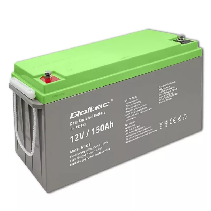 Qoltec Deep Cycle gélová batéria 12V 150Ah 44,5kg