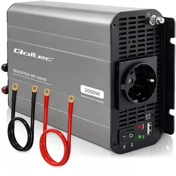 Qoltec modifikovaný sínusový menič 12V na 230V 1000W/2000W s USB - kompatibilný s LiFePO4, GEL, AGM