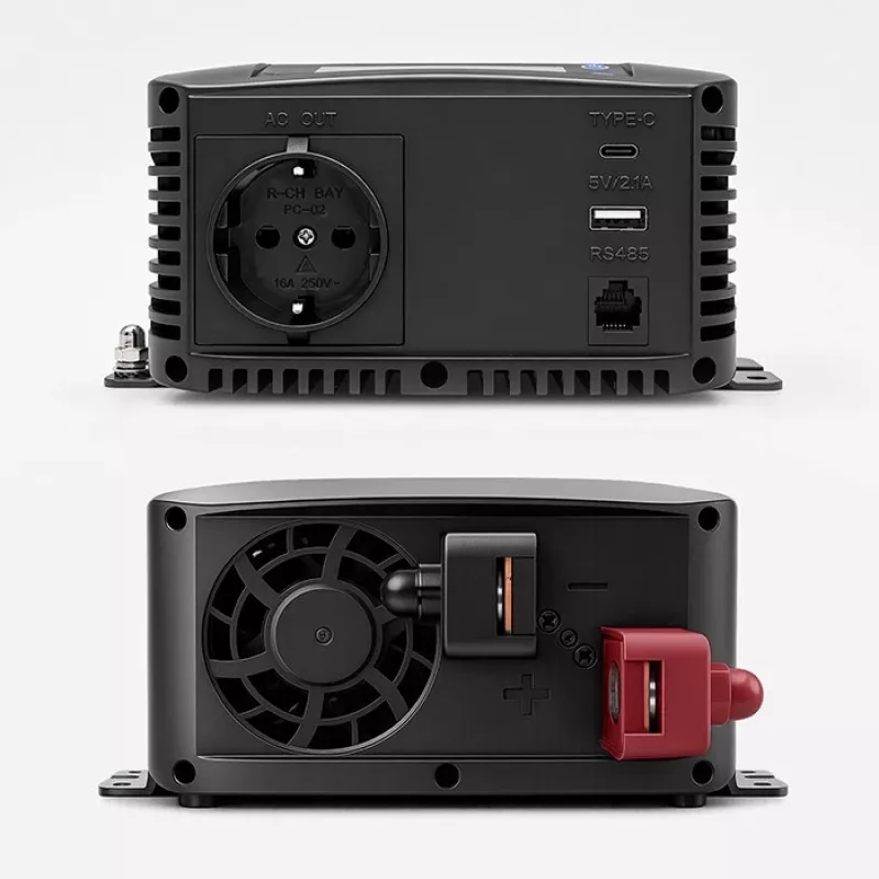 Qoltec čistý sínusový menič 12V na 230V 1000W/2000W s LCD, USB, USB-C, kompatibilný s LiFePO4/GEL/AGM