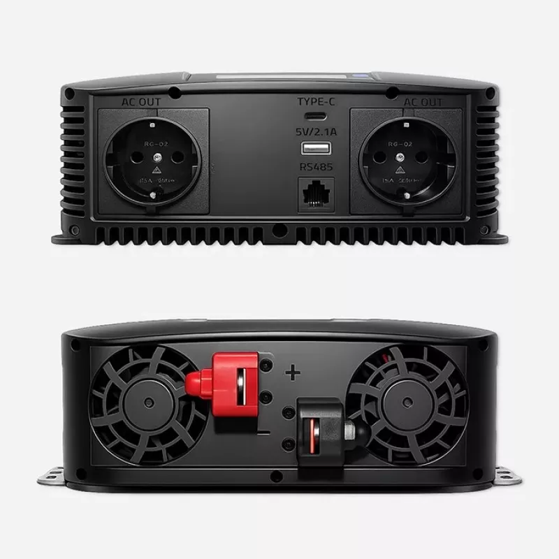 Qoltec čistý sínusový menič 12V na 230V 2000W/4000W s LCD, USB, USB-C, kompatibilný s LiFePO4/GEL/AGM