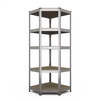 REGÁL BUDGET RANGULAR 180X90X45CM - 5 regálov, sivá, skladacia montáž