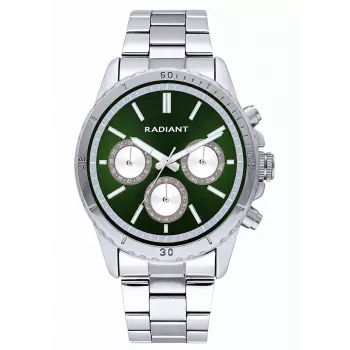 RADIANT pánske hodinky RA640702 – 44 mm nerezová oceľ, quartz, čierny ciferník, strieborný náramok