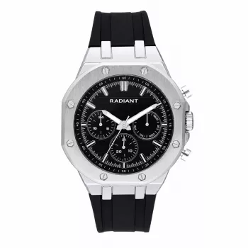 RADIANT RA651704 Pánske analógové quartz hodinky – 44mm nerezová oceľ Čierny ciferník Strieborný náramok