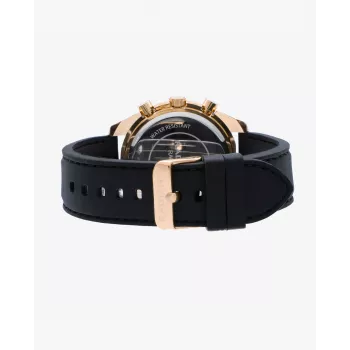 RADIANT RA668709 pánske analógové quartz náramkové hodinky 44mm čierny ciferník kožený remienok