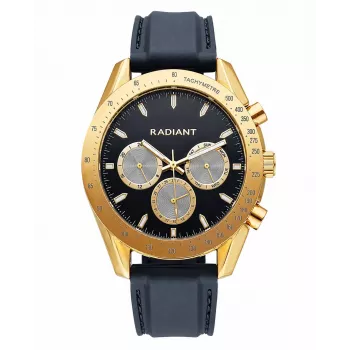 RADIANT RA668709 pánske analógové quartz náramkové hodinky 44mm čierny ciferník kožený remienok