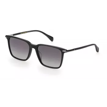 RAG&BONE RNB5028GS8075 pánske slnečné okuliare, hranaté, čierny acetátový rám, sivé gradientové šošovky, 55 mm