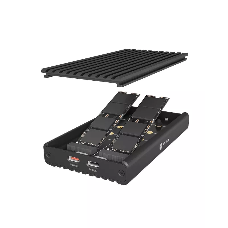 Raidsonic IB-2817M-C32 externé puzdro pre 2x NVMe SSD s USB 3.2 Gen 2x2 Type-C