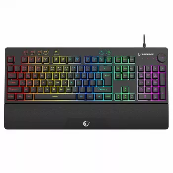 Rampage Simula RGB Macro KB-GX65 káblová membránová herná klávesnica s podložkou na zápästie, čierna
