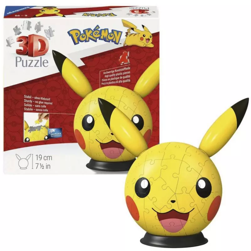 Ravensburger 3D Puzzleball Pokémon Pikachu s ušami - 54 dielov