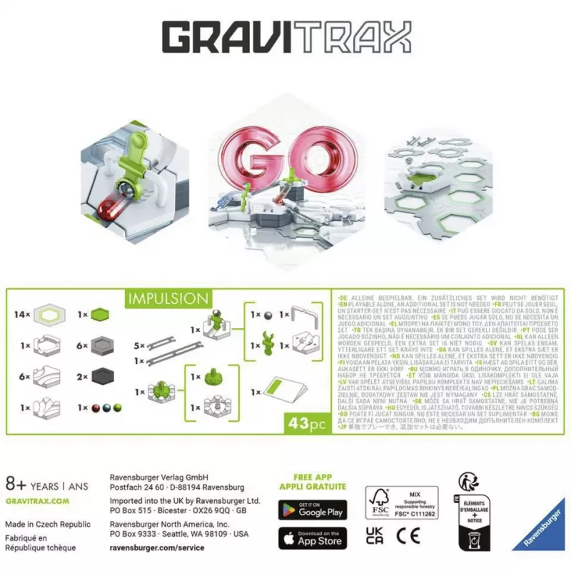 Ravensburger GraviTrax GO Impulsion guľôčková dráha rozširujúca sada (25 dielov)