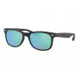 Ray-Ban Junior RJ9052S100S55 slnečné okuliare - lesklý čierny rám, svetlomodré zrkadlové sklá, 48 mm