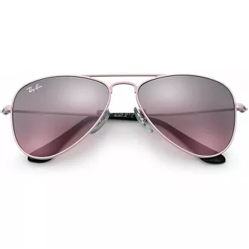 Ray-Ban Junior RJ9506S2117E5 detské slnečné okuliare, obdĺžnikové, priehľadný ružový rám, svetlohnedé gradientové ružové sklá, 52/14/125 mm