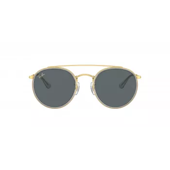 Ray-Ban RB3647N Round Double Bridge slnečné okuliare medený rám svetlomodré gradientové šošovky 51 mm