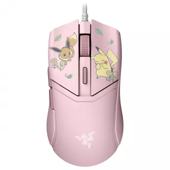 Razer Cobra – Pikachu & Eevee Edition káblová herná myš, 8500 DPI optický senzor, Chroma RGB podsvietenie, 6 programovateľných tlačidiel, symetrická pre pravákov
