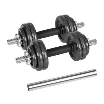 REBEL ACTIVE nastaviteľné jednoručky v kufríku 15 kg so spojovacou tyčou