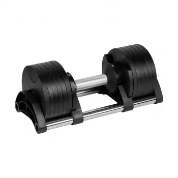 REBEL ACTIVE liatinová jednoručka nastaviteľná 24 kg, Quick-Select otočný kotúč, 2-kg kroky, čierna