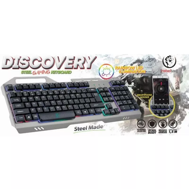 Rebeltec Universal Gaming klávesnica Discovery Metal Grey