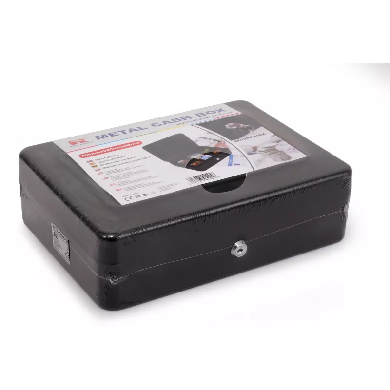 RED EAGLE BOX-300 kovová pokladnička s kľúčovým zámkom, čierna, oceľ