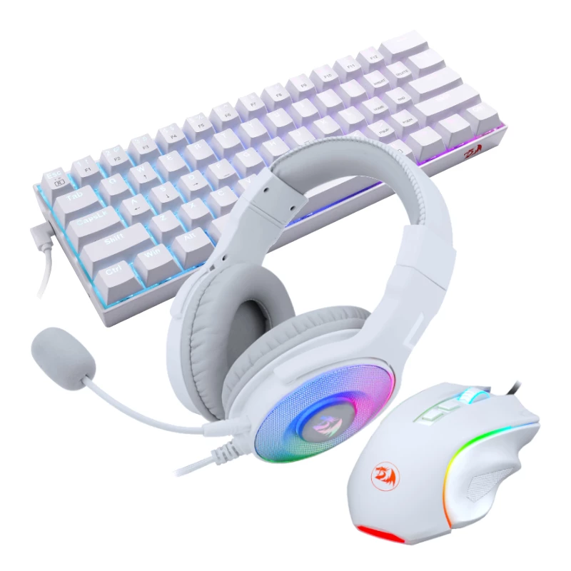 REDRAGON 3-in-1 káblová herná sada - klávesnica, myš, headset - biela