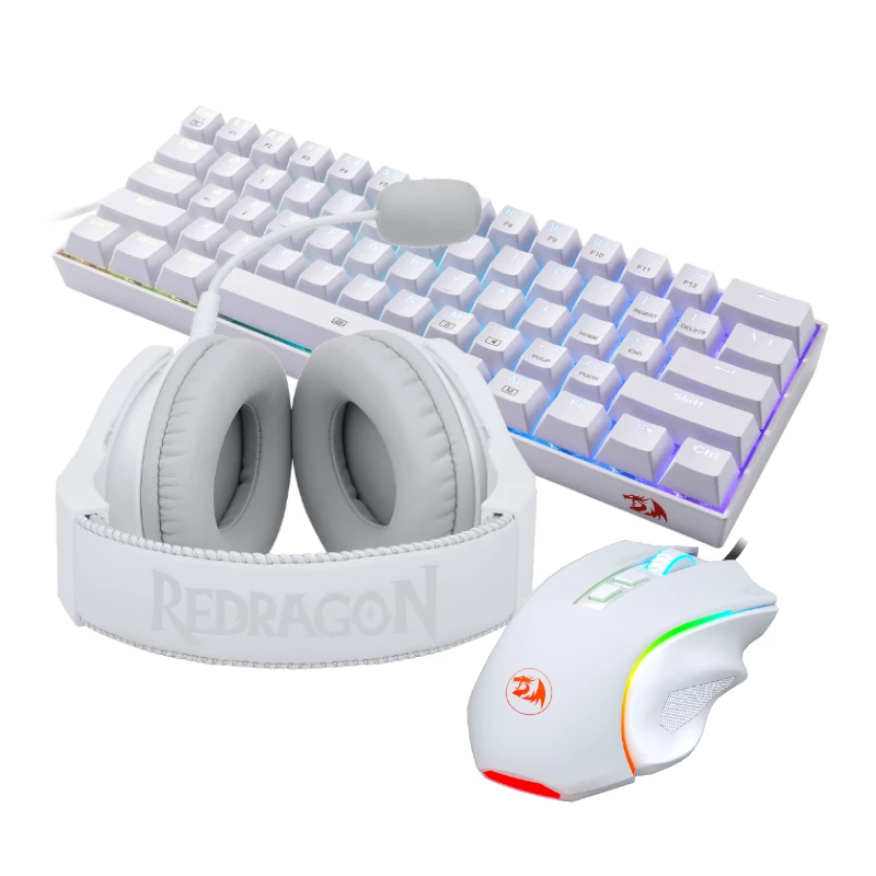 REDRAGON 3-in-1 káblová herná sada - klávesnica, myš, headset - biela