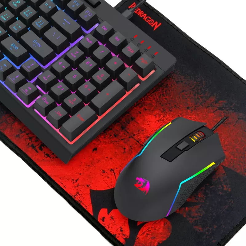 Redragon 4-in-1 herné kombo: RGB klávesnica, myš, podložka pod myš a headset