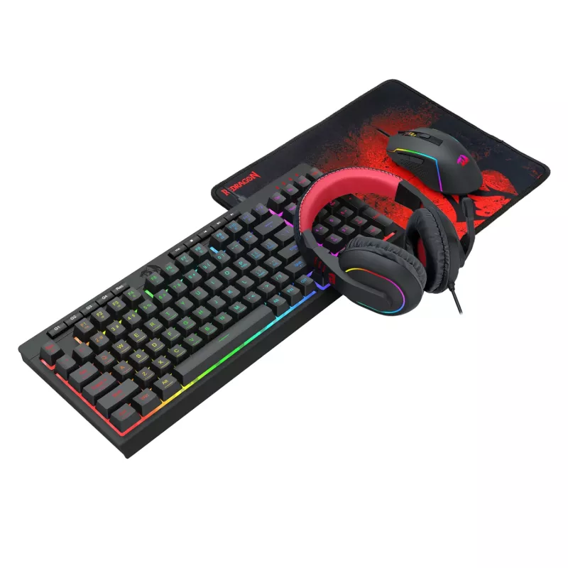 Redragon 4-in-1 herné kombo: RGB klávesnica, myš, podložka pod myš a headset