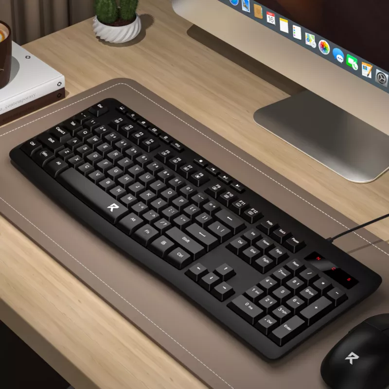 Redragon BK-7366 full-size ergonomická káblová membránová kancelárska klávesnica - čierna