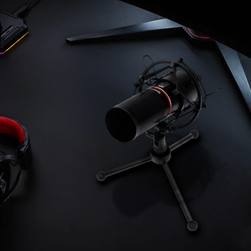 REDRAGON BLAZAR kardioidný USB herný mikrofón a statív, Čierna