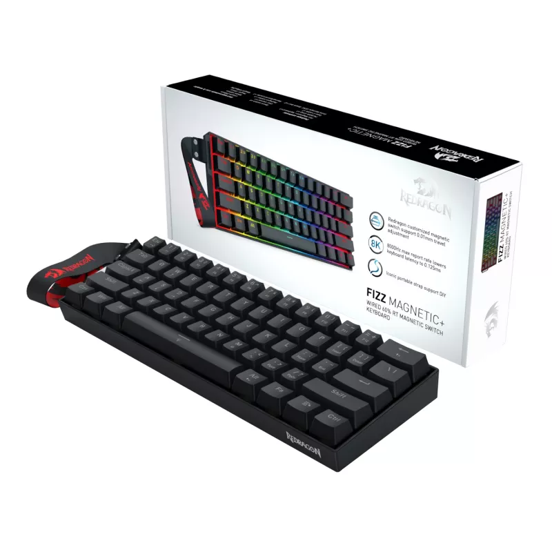 Redragon FIZZ Magnetic Plus 60% RGB herná klávesnica - čierna