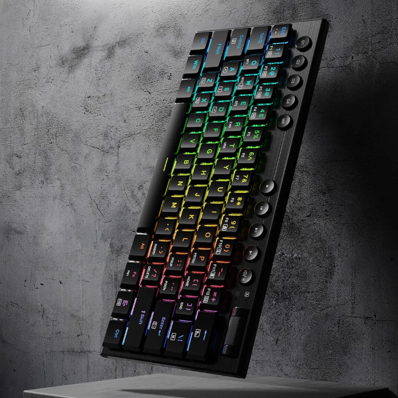 REDRAGON Horus Mini Pro 61-klávesová tri-mode bezdrôtová RGB Low Profile mechanická herná klávesnica - čierna (Red Switch)