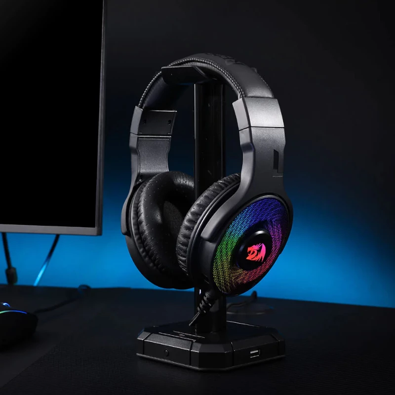 Redragon Pandora Over-Ear RGB herný headset, USB (iba napájanie) / Aux (mikrofón a slúchadlá), čierny
