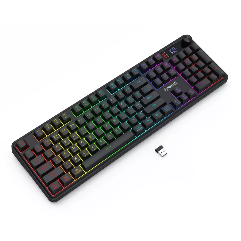 Redragon RM104 PRO VOLCANO RGB bezdrôtová mechanická herná klávesnica - čierna