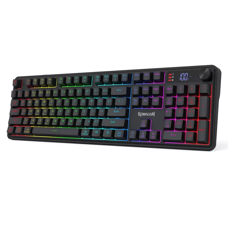 Redragon RM104 PRO VOLCANO RGB bezdrôtová mechanická herná klávesnica - čierna