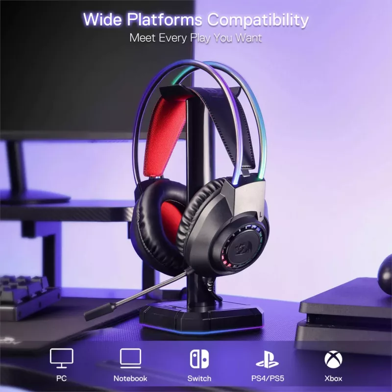 Redragon SCREAM Over-Ear RGB gaming headset - čierny