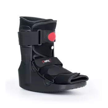 REH O-1183/XL Short Air Walker Boot – pneumatický imobilizátor členka a nohy, hojdacia podrážka, čierna/sivá, veľkosť XL