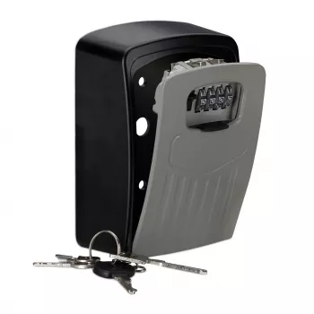 RELAXDAYS nástenný trezor na kľúče s číselným zámkom, oceľ, čierna/sivá, 14,5 x 10,5 x 5 cm 10027687_0