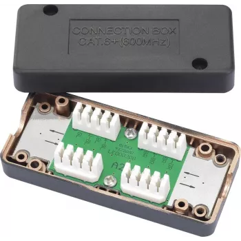 renkforce spojovacia krabica pre CAT 6A sieťové káble, tienená odbočná krabica, LSA+ svorky, 10 Gbit/s, svetlosivá