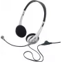 Renkforce RF-5045268 káblový on-ear headset s mikrofónom na ramienku a inline regulátorom hlasitosti, čierna/strieborná