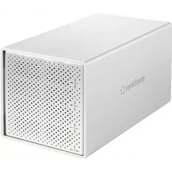 Renkforce RF-5587610 4-bay SATA skriňa na pevné disky, 2,5/3,5 palca, USB 3.2 Gen 1, hliník, 80mm ventilátor