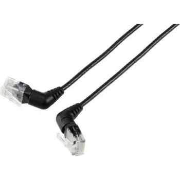 Renkforce RF-6071540 CAT 6 U/UTP sieťový patch kábel, RJ45, 0,5 m, čierna, 360° otočné uhlové konektory