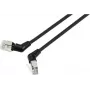 Renkforce RF-6071550 CAT 6a F/UTP patch kábel, 2 m, čierny, 360° otočné RJ45 konektory, uhlový vývod kábla