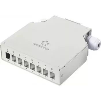 Renkforce RF-7187896 adaptér na lištu DIN, 8-portové puzdro neosadené, svetlosivá